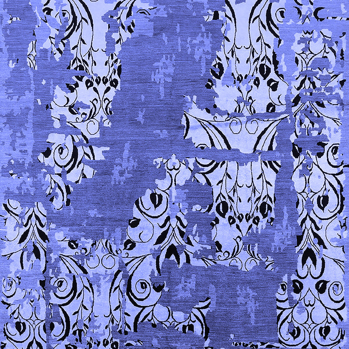 Machine Washable Oriental Blue Industrial Rug, wshurb2154blu