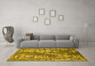 Machine Washable Oriental Yellow Industrial Rug in a Living Room, wshurb2154yw