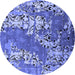 Round Oriental Blue Industrial Rug, urb2154blu