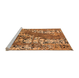 Sideview of Machine Washable Oriental Orange Industrial Area Rugs, wshurb2154org