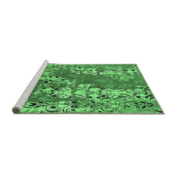 Sideview of Machine Washable Oriental Emerald Green Industrial Area Rugs, wshurb2154emgrn