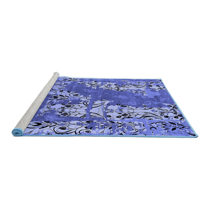 Sideview of Machine Washable Oriental Blue Industrial Rug, wshurb2154blu