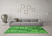 Machine Washable Oriental Green Industrial Area Rugs in a Living Room,, wshurb2154grn