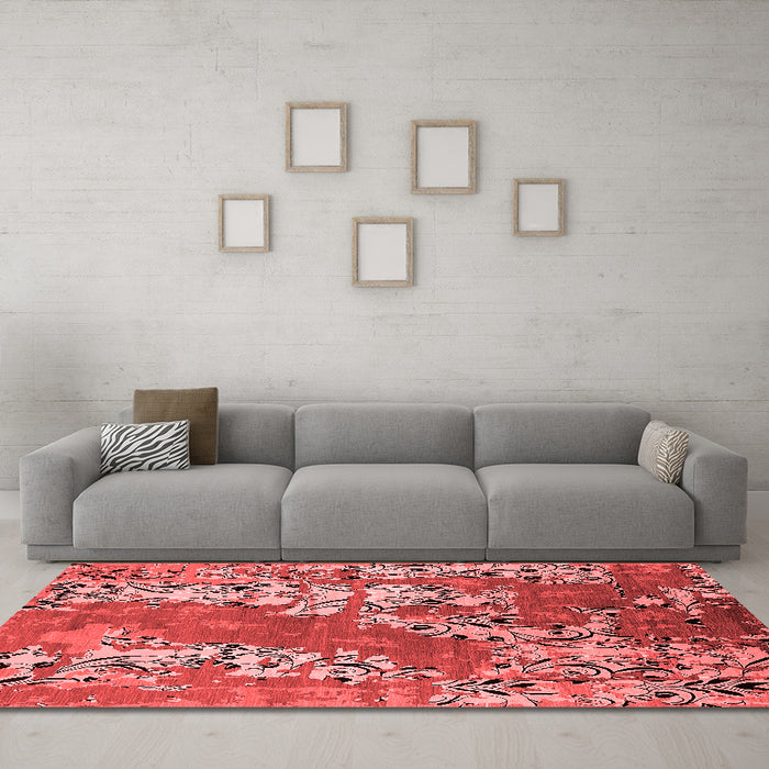 Industrial Red Washable Rugs