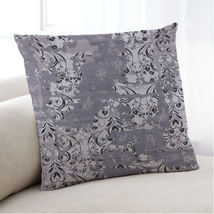 Lifestyle Image of Mid-Century Modern Urban Square Wisteria Purple Throw Pillow, 18 inch by 18 inch, pwurb2154