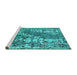 Sideview of Machine Washable Oriental Turquoise Industrial Area Rugs, wshurb2154turq