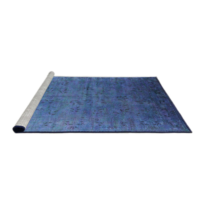 Sideview of Machine Washable Industrial Modern Iceberg Blue Rug, wshurb2155