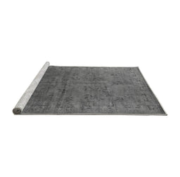 Sideview of Machine Washable Oriental Gray Industrial Rug, wshurb2155gry