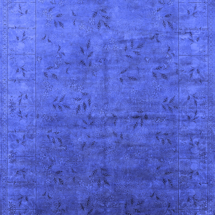 Machine Washable Oriental Blue Industrial Rug, wshurb2155blu