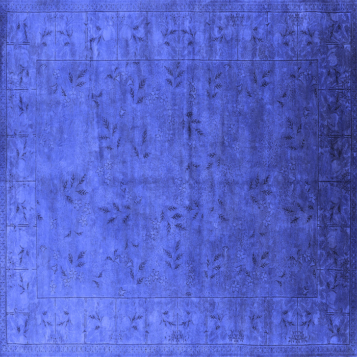 Square Machine Washable Oriental Blue Industrial Rug, wshurb2155blu