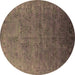 Round Oriental Brown Industrial Rug, urb2155brn