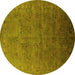 Round Oriental Yellow Industrial Rug, urb2155yw