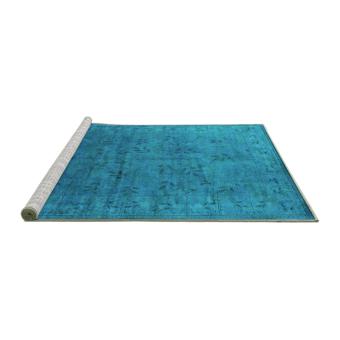 Sideview of Machine Washable Oriental Turquoise Industrial Area Rugs, wshurb2155turq
