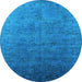 Round Oriental Light Blue Industrial Rug, urb2155lblu