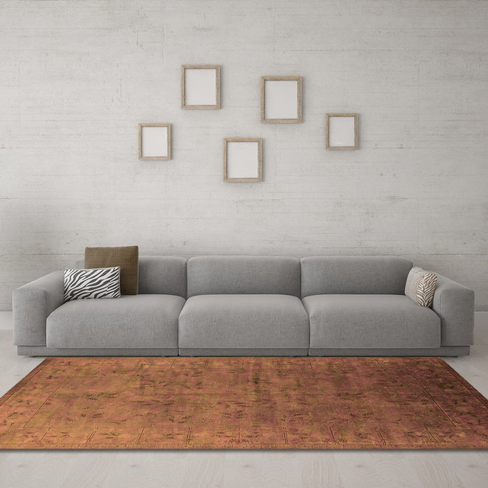 Machine Washable Oriental Orange Industrial Area Rugs in a Living Room, wshurb2155org