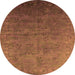 Round Oriental Orange Industrial Rug, urb2155org