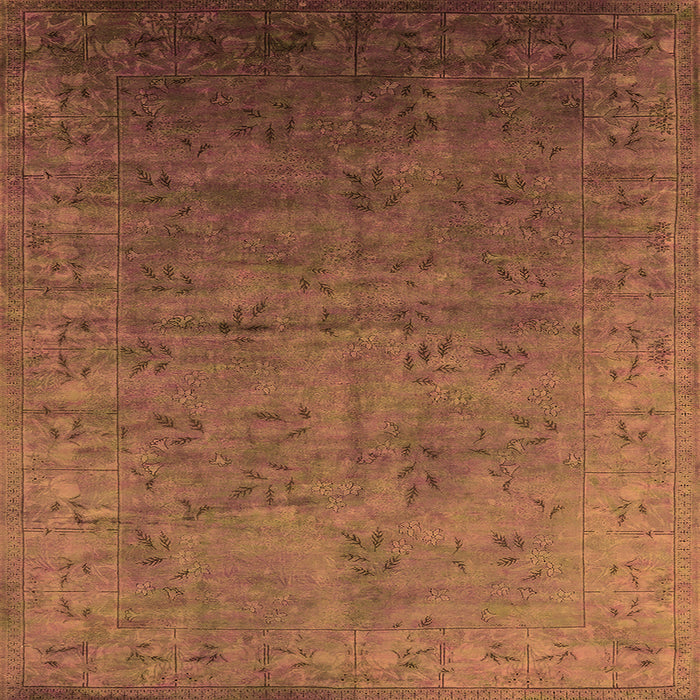 Square Oriental Orange Industrial Rug, urb2155org