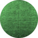 Round Oriental Emerald Green Industrial Rug, urb2155emgrn