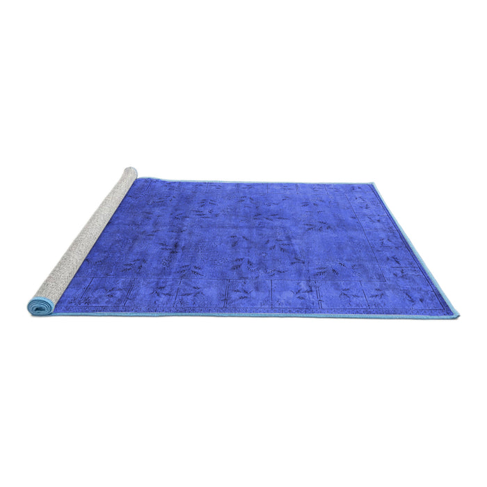 Sideview of Machine Washable Oriental Blue Industrial Rug, wshurb2155blu