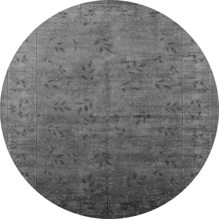Round Machine Washable Oriental Gray Industrial Rug, wshurb2155gry