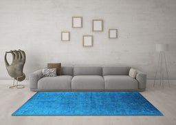 Machine Washable Oriental Light Blue Industrial Rug in a Living Room, wshurb2155lblu