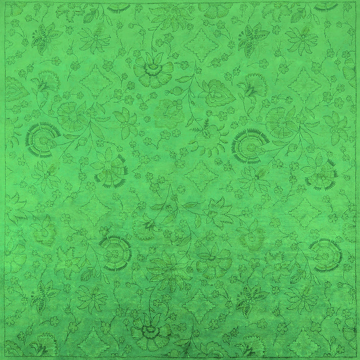Square Machine Washable Oriental Green Industrial Area Rugs, wshurb2156grn