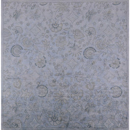 Square Machine Washable Industrial Modern Light Slate Gray Rug, wshurb2156