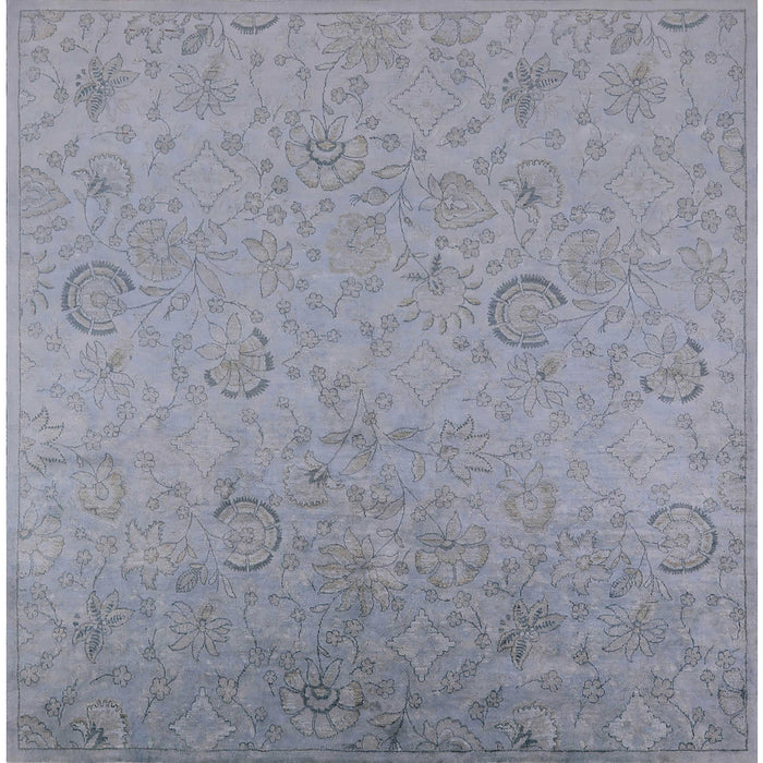 Square Machine Washable Industrial Modern Light Slate Gray Rug, wshurb2156