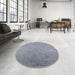 Round Mid-Century Modern Light Slate Gray Oriental Rug in a Office, urb2156