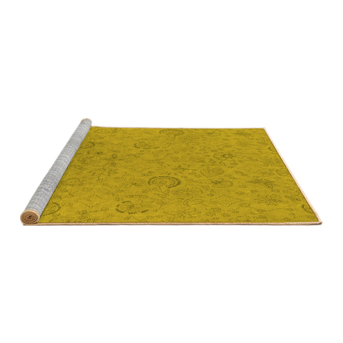 Sideview of Machine Washable Oriental Yellow Industrial Rug, wshurb2156yw