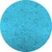 Round Oriental Light Blue Industrial Rug, urb2156lblu