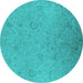 Round Oriental Turquoise Industrial Rug, urb2156turq