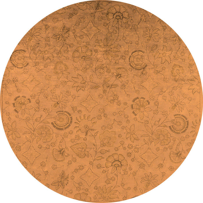 Round Oriental Orange Industrial Rug, urb2156org