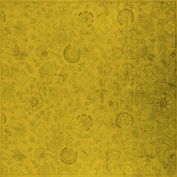Square Machine Washable Oriental Yellow Industrial Rug, wshurb2156yw
