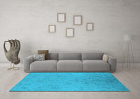 Machine Washable Oriental Light Blue Industrial Rug, wshurb2156lblu