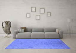 Machine Washable Oriental Blue Industrial Rug in a Living Room, wshurb2156blu