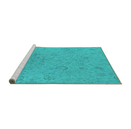 Sideview of Machine Washable Oriental Turquoise Industrial Area Rugs, wshurb2156turq