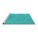 Sideview of Machine Washable Oriental Turquoise Industrial Area Rugs, wshurb2156turq