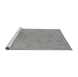 Sideview of Machine Washable Oriental Gray Industrial Rug, wshurb2156gry