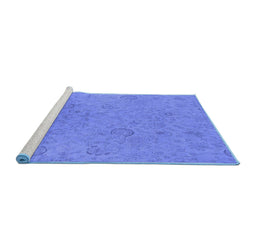 Sideview of Machine Washable Oriental Blue Industrial Rug, wshurb2156blu