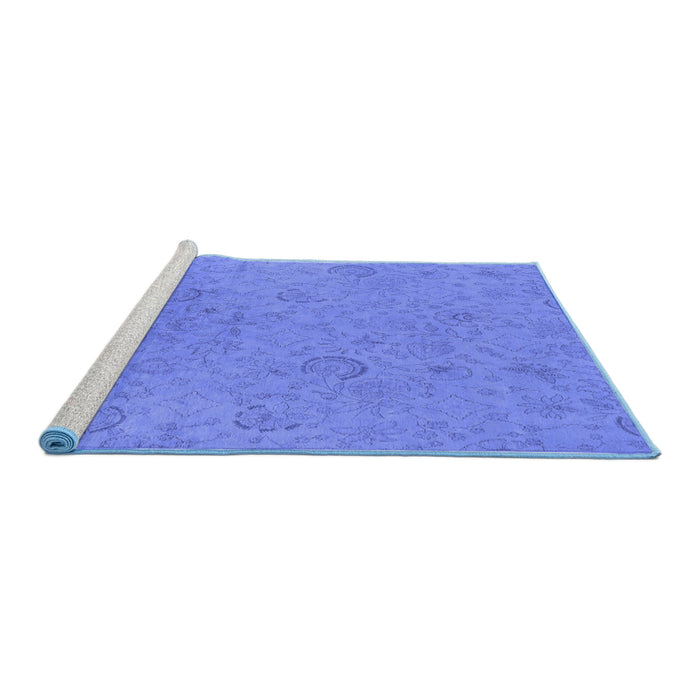 Sideview of Machine Washable Oriental Blue Industrial Rug, wshurb2156blu