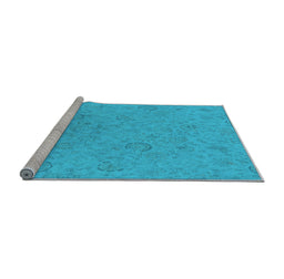 Sideview of Machine Washable Oriental Light Blue Industrial Rug, wshurb2156lblu