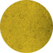 Round Oriental Yellow Industrial Rug, urb2156yw