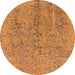 Round Machine Washable Oriental Orange Industrial Area Rugs, wshurb2157org