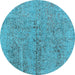 Round Oriental Light Blue Industrial Rug, urb2157lblu