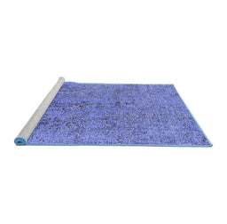 Sideview of Machine Washable Oriental Blue Industrial Rug, wshurb2157blu