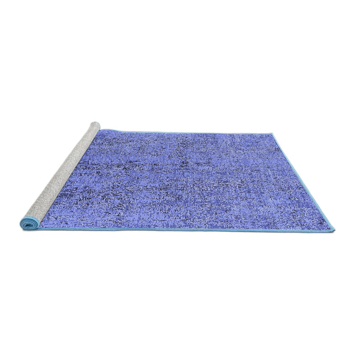 Sideview of Machine Washable Oriental Blue Industrial Rug, wshurb2157blu