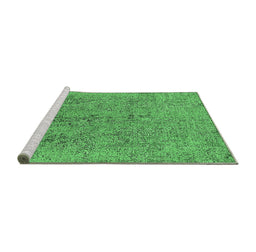 Sideview of Machine Washable Oriental Emerald Green Industrial Area Rugs, wshurb2157emgrn