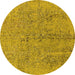 Round Oriental Yellow Industrial Rug, urb2157yw