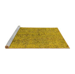 Sideview of Machine Washable Oriental Yellow Industrial Rug, wshurb2157yw